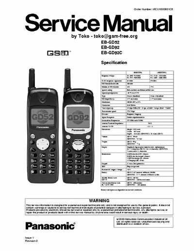 Panasonic EB-GD52, EB-GD92 (C) Service Manual Gsm Mobile Cellular Phone - (10.352Kb) 5 Part File - pag. 92